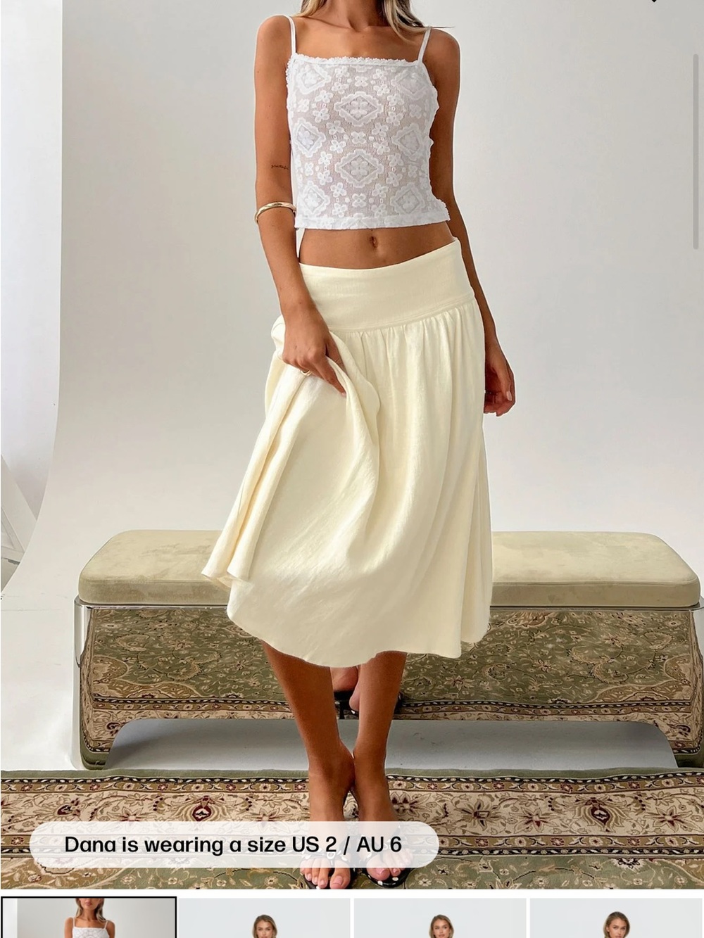 Princess Polly heart of gold linen blend midi skirt